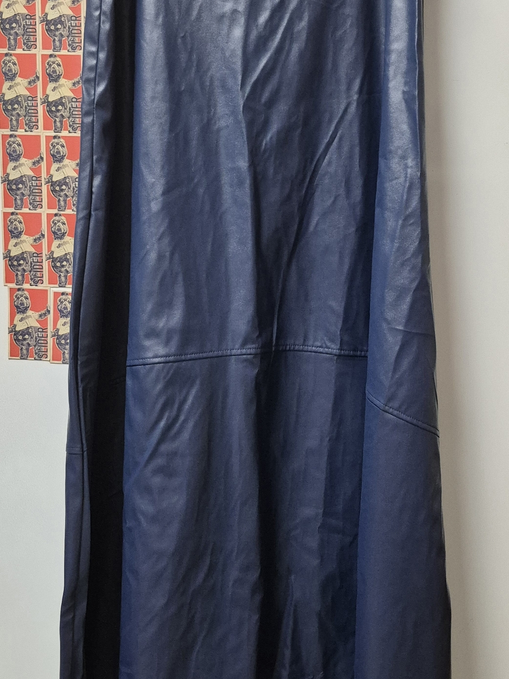Women’s Navy Faux Leather A-Line Skirt